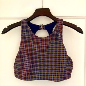Athleta High Neck Plaid Swim Crop Top